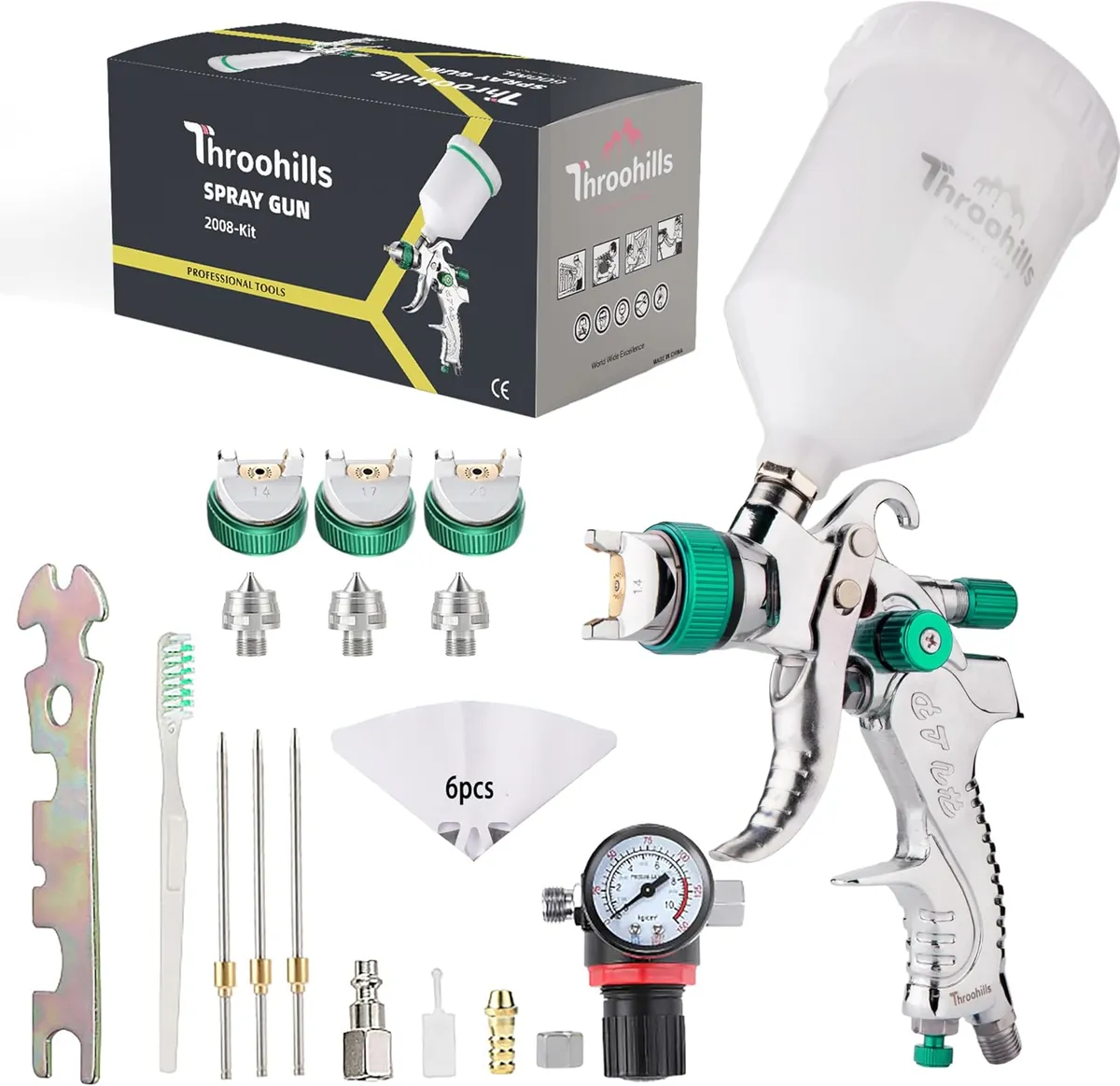 Throohills 2008 Gravity Feed HVLP Spray Gun, 600cc Cup