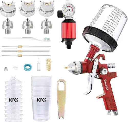 Throohills H827 Gravity Feed HVLP Spray Gun, 600cc Cup